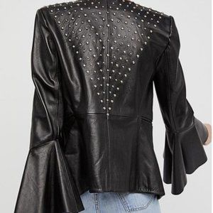 Free People Studded Leather Belle Blazer